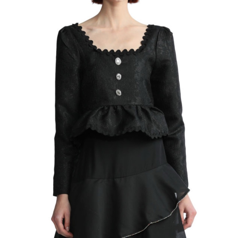 NWT Sister Jane Black Scalloped Edge Top
